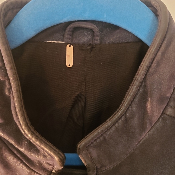 Free People Cool & Clean Blue Moto Jacket Vegan Small - Picture 8 of 8